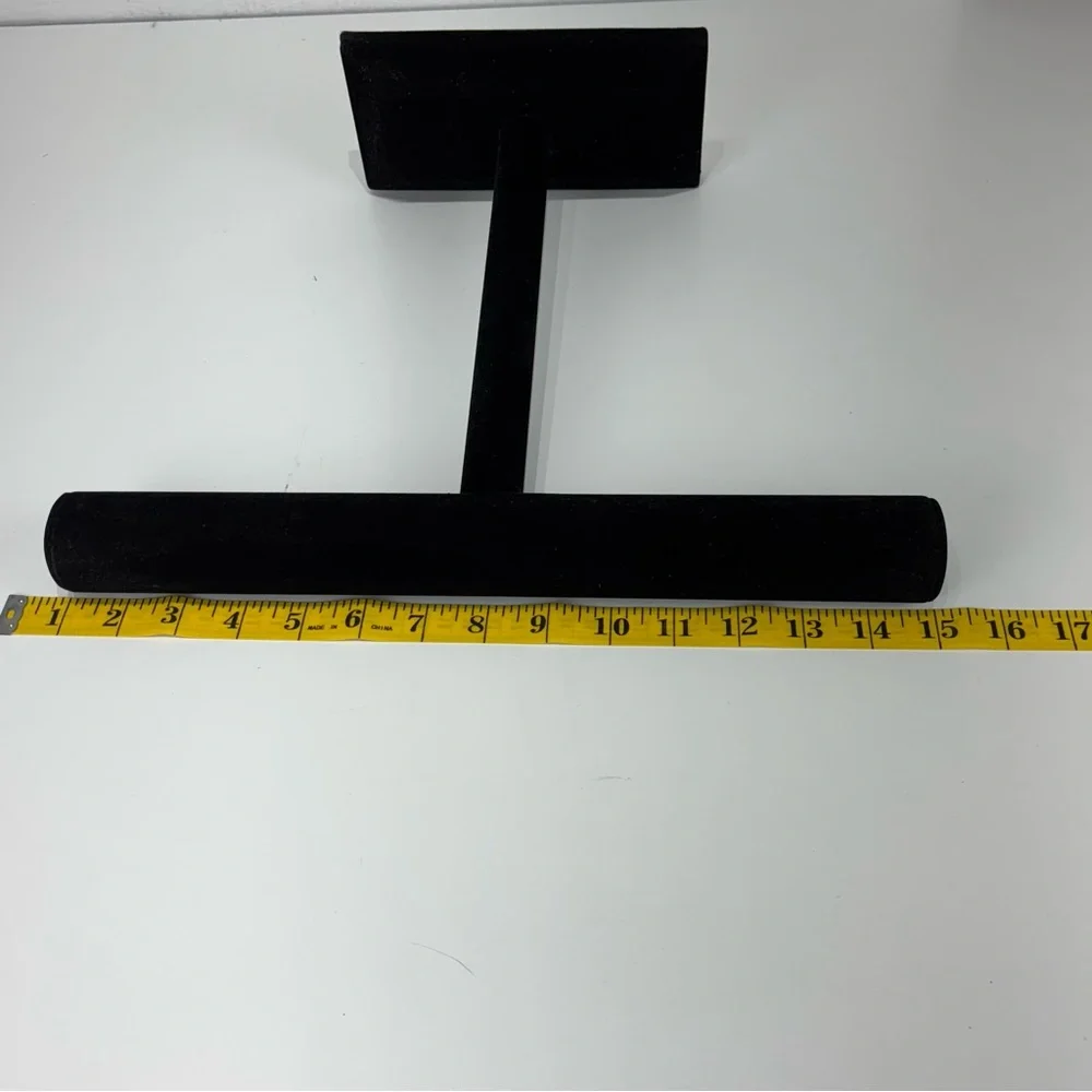 2 Long black velvet T-Bar necklace and Bracelet Display